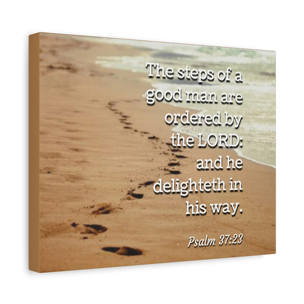 Scripture Canvas The Steps Psalm 37:23 Christian Wall Art Bible Verse Print